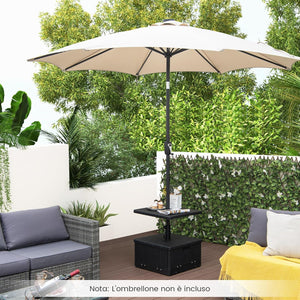 Base per Ombrellone, con Tavolino e Sacca Ponderata, Supporto per Ombrellone 45L di Acqua, 67 kg di Sabbia, Base Ombrellone 3 in 1 con Vassoio, per Ombrellone 38 mm/48 mm