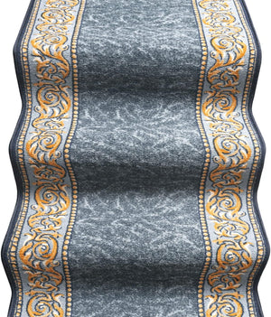 Passatoia Scala Bordata 67x300 cm Ingresso Corridoio Tappeto Cucina Gradini Stile Barocco Grigio