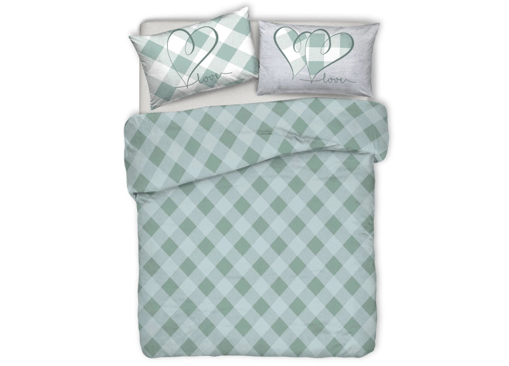 Copriletto Piquet Primavera Estate 100% Cotone Disegno Lovely Check - Singolo - Verde