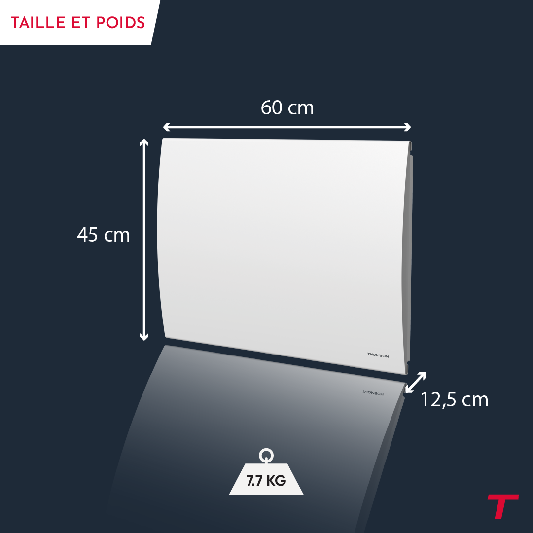 Radiatore elettrico a inerzia in ceramica secca Thomson con termostato intercambiabile 1500W cleo