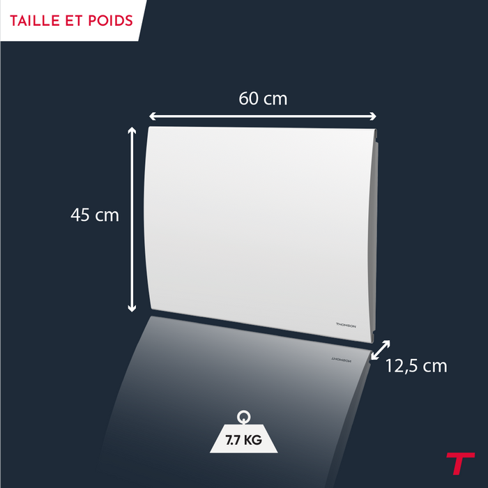 Radiatore elettrico a inerzia in ceramica secca Thomson con termostato intercambiabile 1500W cleo