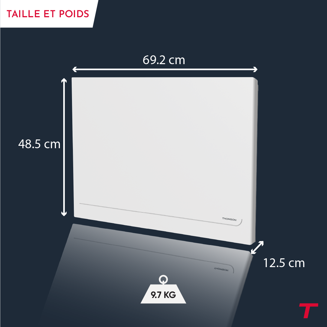 Radiatore elettrico Thomson WiFi con inerzia in ceramica e termostato intercambiabile, 1000W Milla