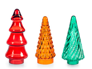 Albero natale rosso in vetro soffiato a mano