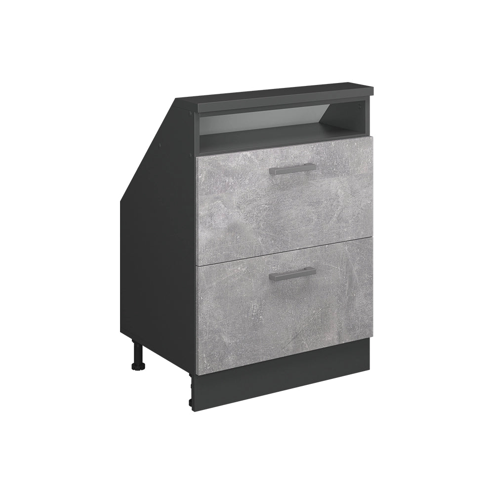 Mobile sottotetto Rion Calcestruzzo/Antracite con 2 cassetti Vicco