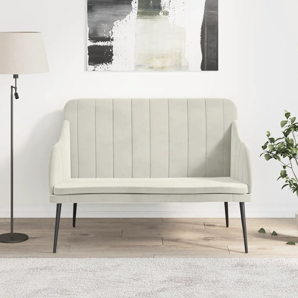 Panca-Sgabello-Poggiapiedi Crema 110x76x80 cm in Velluto 882023
