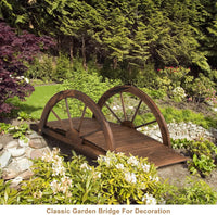 Ponte in Legno da Giardino, Ponte Decorativo per Giardino con Doppia Ringhiera a Mezza Ruota Costruzione, in Legno di Abete, capacità di Carico 75 kg