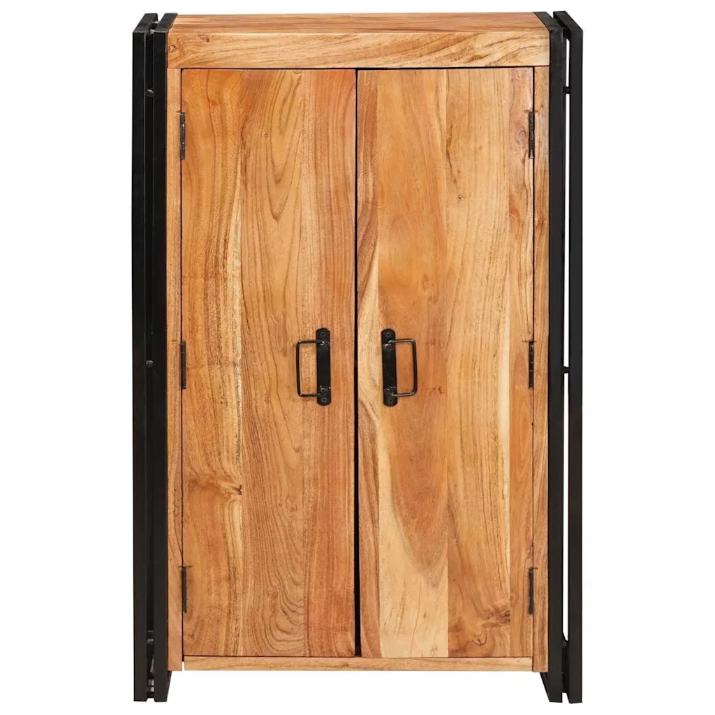 Credenza | Highboard con Ante Marrone Legno massello di acacia e metallo
