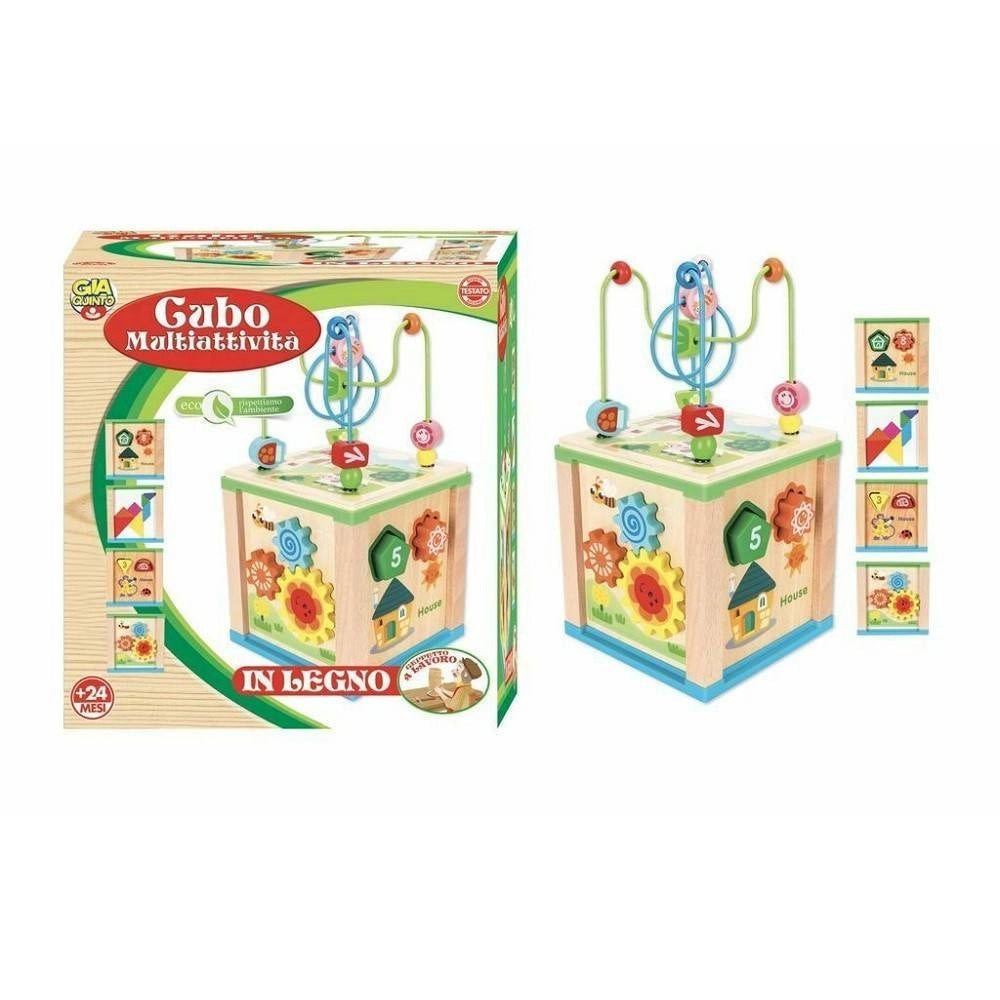 Trade Shop - Cubo Multiattività In Legno Giocattolo Didattic Educativo Gioco Bambini Infanzia -