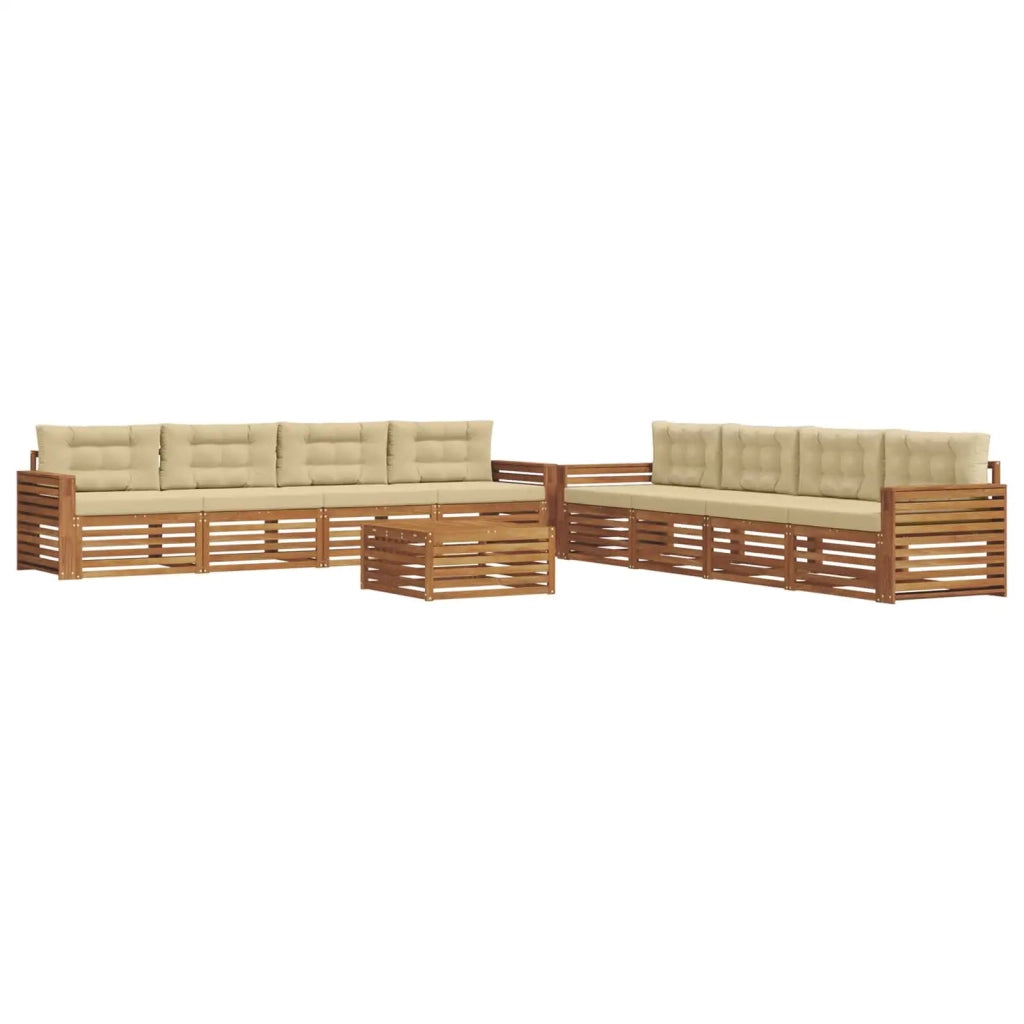 Set di divani da esterno con cuscino 9 pcs Naturale e Beige 3373228