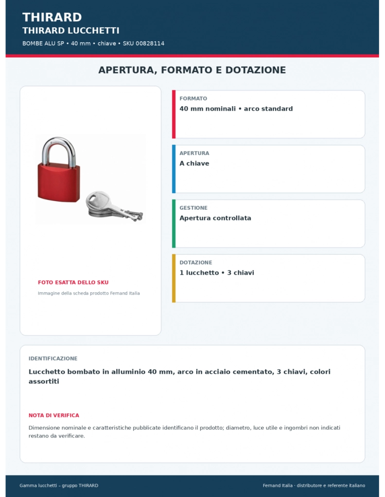 Lucchetto bombato in alluminio 40 mm, arco in acciaio cementato, 3 chiavi, colori assortiti – Serrurerie de Picardie