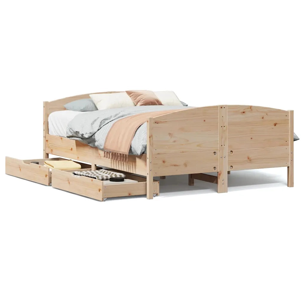 Letto senza Materasso 140x190 cm in Legno Massello di Pino 3301794