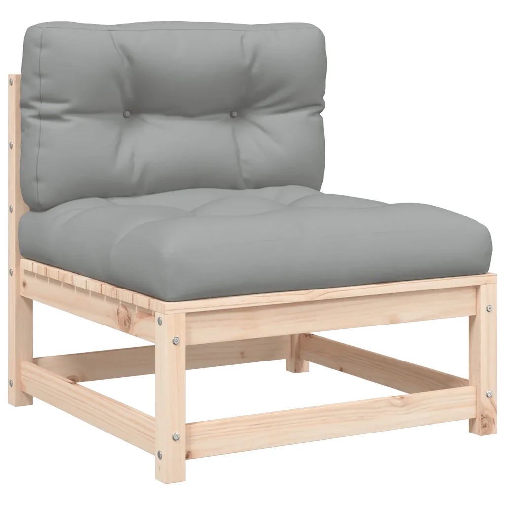 Divano Giardino Senza Braccioli con Cuscini-Sofa da Giardino-Divanetto da esterno Legno Massello Pino 796805