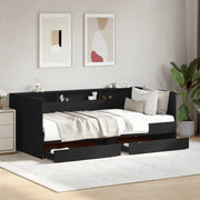 Divano Letto con Cassetti Nero 100x200 cm in Legno Multistratocod mxl 115044