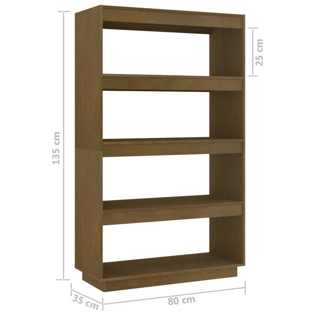 Libreria Divisorio-Scaffale per Libri-Mobile di Stoccaggio Ambra 80x35x135 cm in Massello di Pino