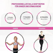 Hula Hoop per adulti e bambini - imbottitura soffice - fitness per perdita di peso massaggiante - 6-8 sezioni rimovibili hula hoop - grigio rosa - 75-100 cm 12 kg