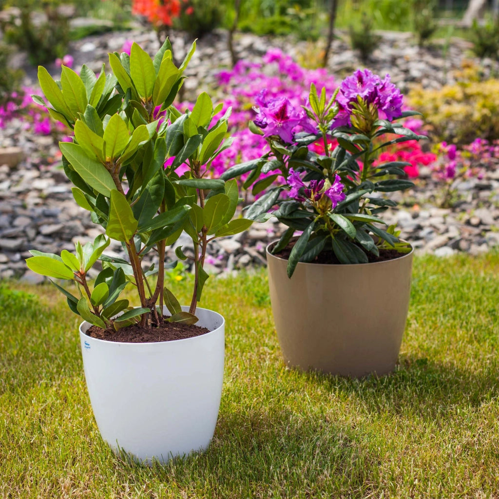 Vaso da fiori KADAX, fioriera, coperchio, 23 cm, supporto per fiori, plastica bianca, 3 pezzi.