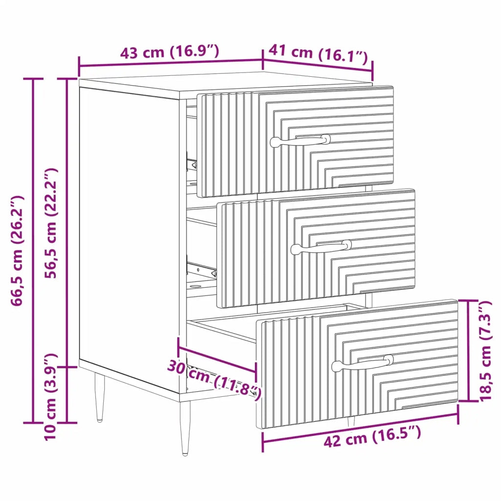 Armadio da Notte Nero 43 x 41 x 66,5 cm Legno ingegnerizzato 894786