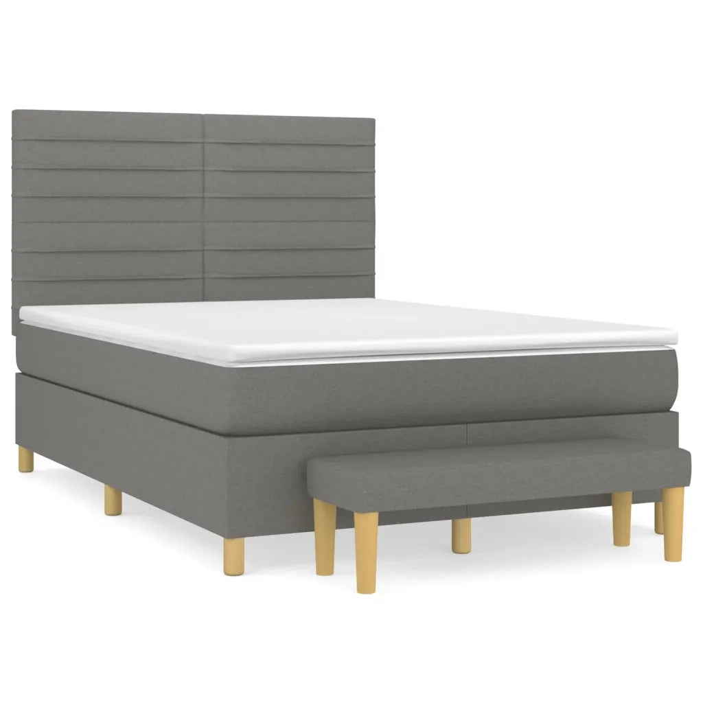 Giroletto a Molle con Materasso Grigio Scuro 140x190 cm Tessuto 3137230