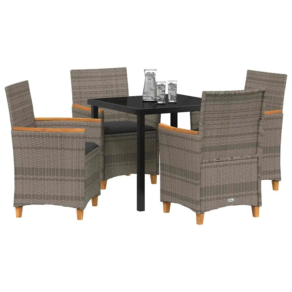 Set da Pranzo per Giardino 5 pcs Grigio polyrattan 3381094