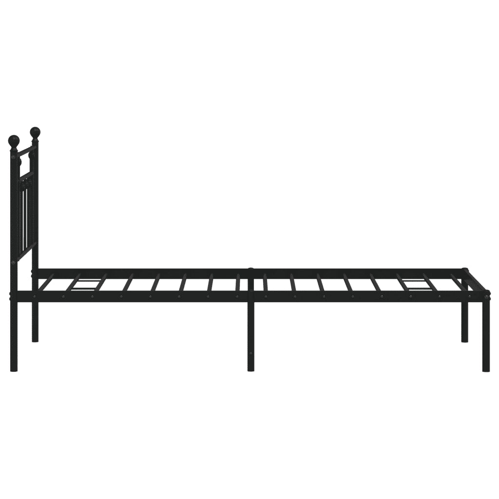 Letto singolo | Letto per adulti | Giroletto con Testiera in Metallo Nero 75x190 cm
