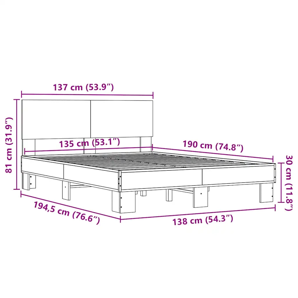 Giroletto Rovere Fumo 135x190 cm in Legno Multistrato Metallo 3280209