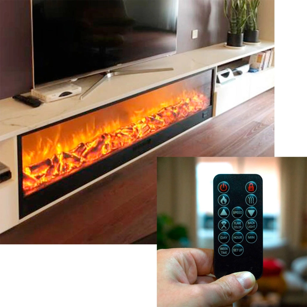 Sined Caminetto Amiata Caminetto Elettrico Da Incasso e Appoggio Da 180 Cm Con Potenza 1500w Nero Camino Da Interno Effetto Fiamma 6 Intensita Telecomando Struttura a Pannelli Laminati a Freddo