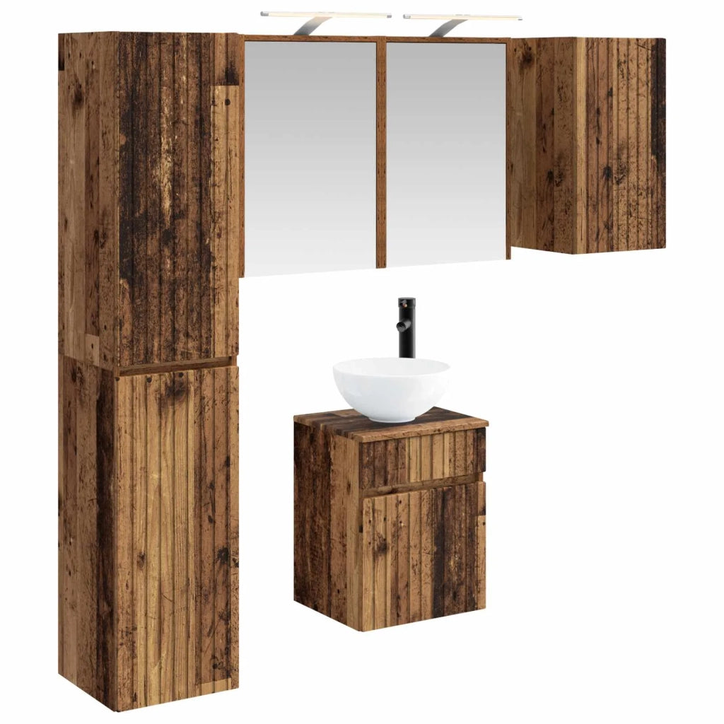 Set di Armadi da Bagno 5 pcs Legno antico 43 x 16 x 62,5 cm 3407349