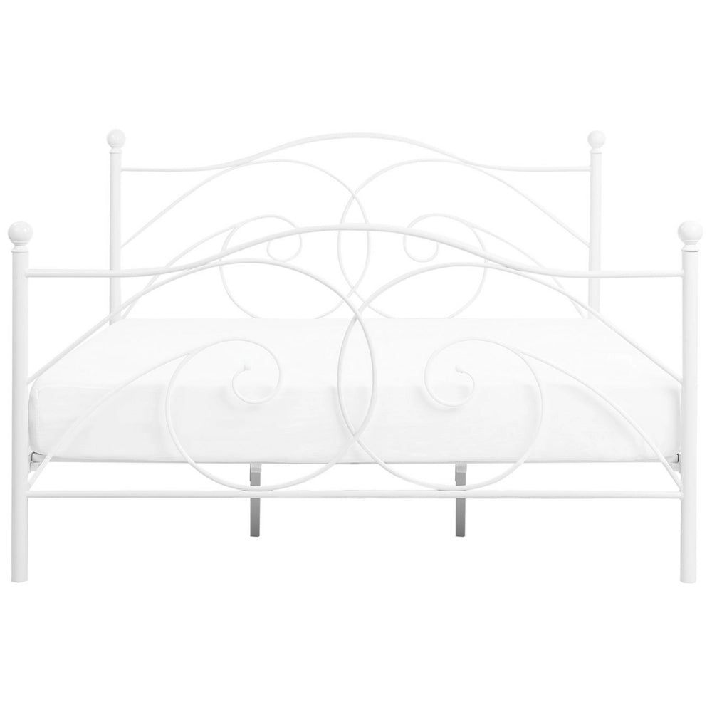 Letto 180 x 200 cm con struttura in metallo bianco Rete a doghe retrò
