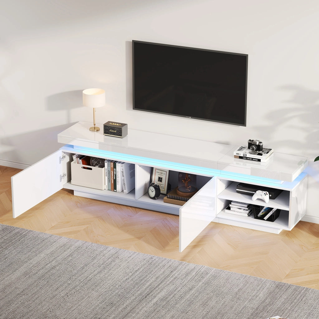 Mobile TV con 2 ante e LED - per soggiorno - 170×35×50 cm - bianco