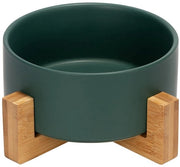 Ciotola ceramica per cani e gatti con maniglia in bambù (850 ml, verde - pezzo singolo)