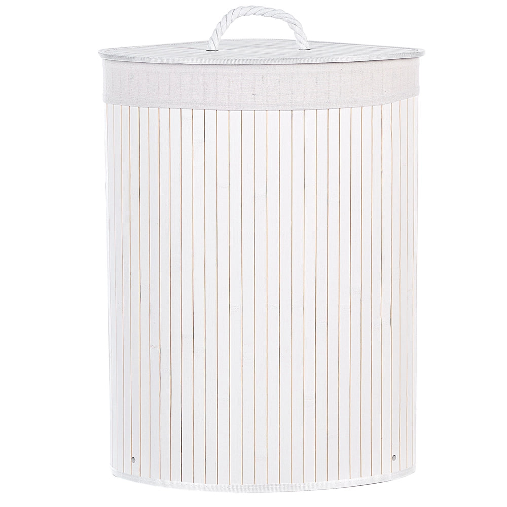 Cestino portaoggetti in bambù bianco con coperchio Cestino per biancheria Accessori pratici lavanderia bucato