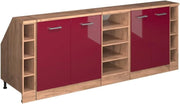 Set di mobili sottotetto Rion, Rosso lucido, 210 cm Set di 5 carcasse armadio profondità 60 cm, adatto per il salvaspazio sotto tetti spioventi
