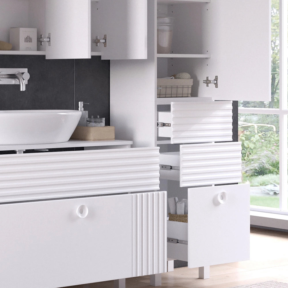 Vicco Armadio per il bagno Bianco 40.2 x 192.4 cm con anta e cassetti