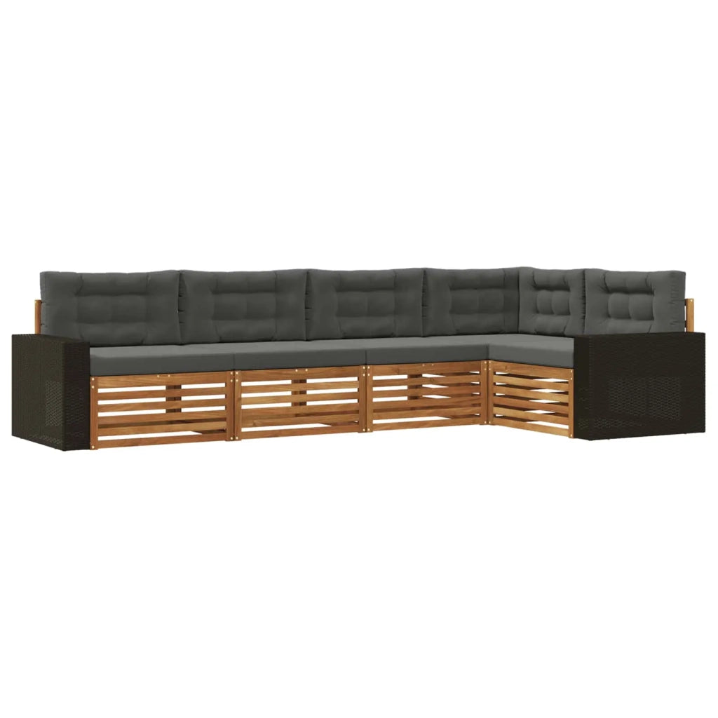 Set di divani da esterno 5 pz Naturale e Antracite Poliestere 3383365