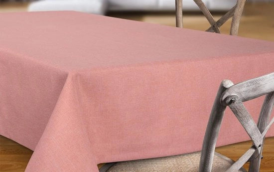 Tavolo coperto impermeabile e senza stiratura - tavolo coperto con effetto loto - tovaglie per tavolo in stile lino - misura e colore a scelta, Rettilineo 135x180 cm, Rosa