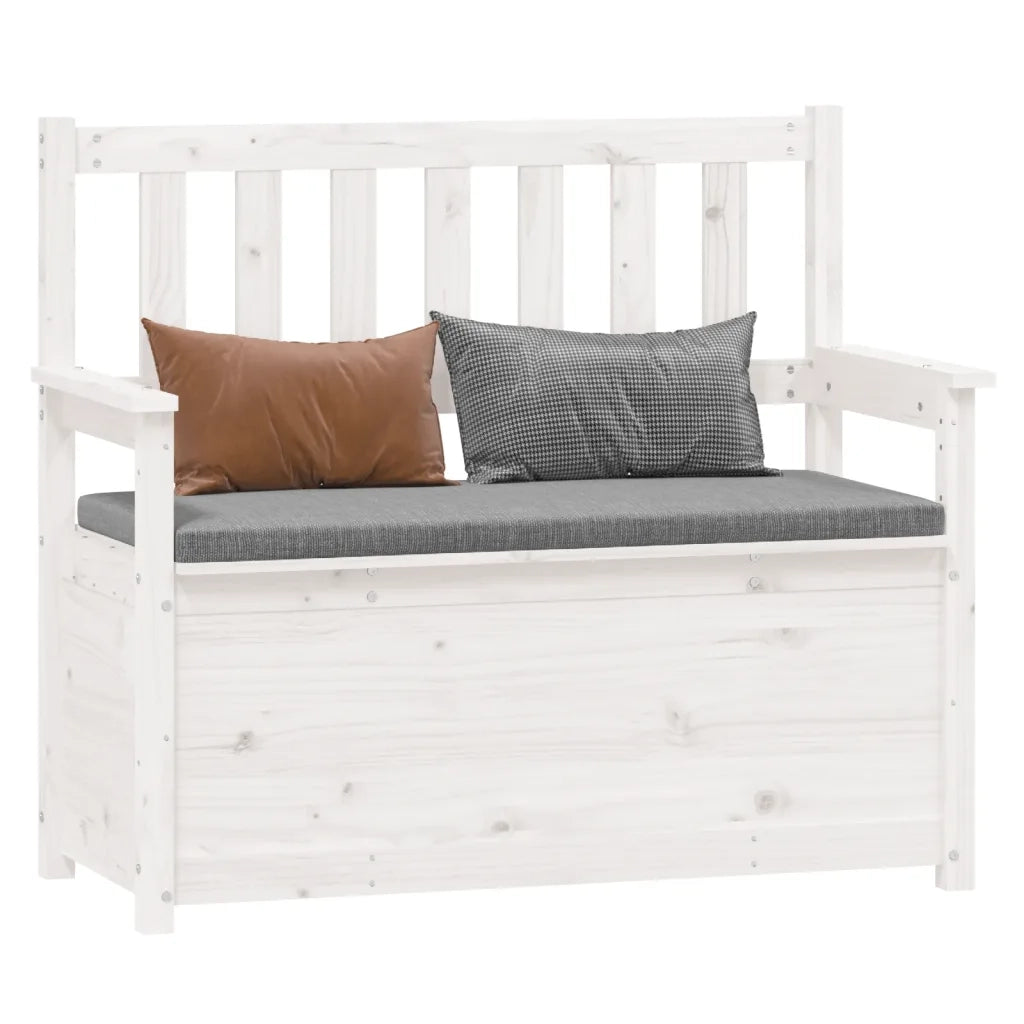 Panca Bianca 112,5x51,5x96,5 cm in Legno Massello di Pino cod mxl 63598