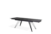 E-STYLO Tavolo allungabile con top marmo nero in ceramica e gambe in metallo nero opaco, 90cm X 160/240 cmcm H. 76cm.
