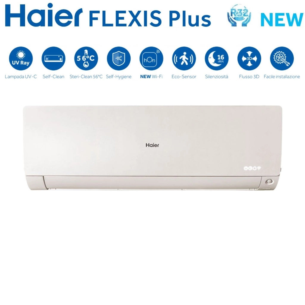 Climatizzatore Condizionatore Haier Quadri Split Inverter serie FLEXIS PLUS WHITE 7+9+9+9 con 4U75S2SR3FA R-32 Wi-Fi Integrato Colore Bianco 7000+9000+9000+9000