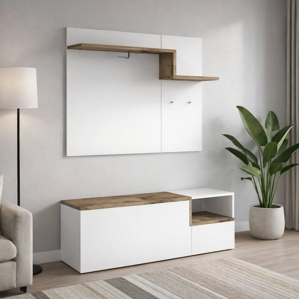 Graziella, Mobile da Ingresso 3 Ripiani Made in Italy, 120x40x154h cm Bianco Lucido
