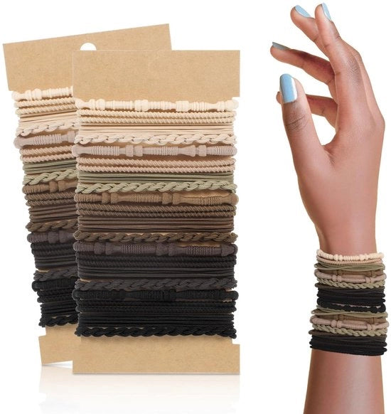 Accessori per capelli 40 pezzi - Elastici per capelli boho - Colori neutri - Senza danni ai capelli - Accessori per capelli - Adatti per diversi stili di capelli - Bende per capelli