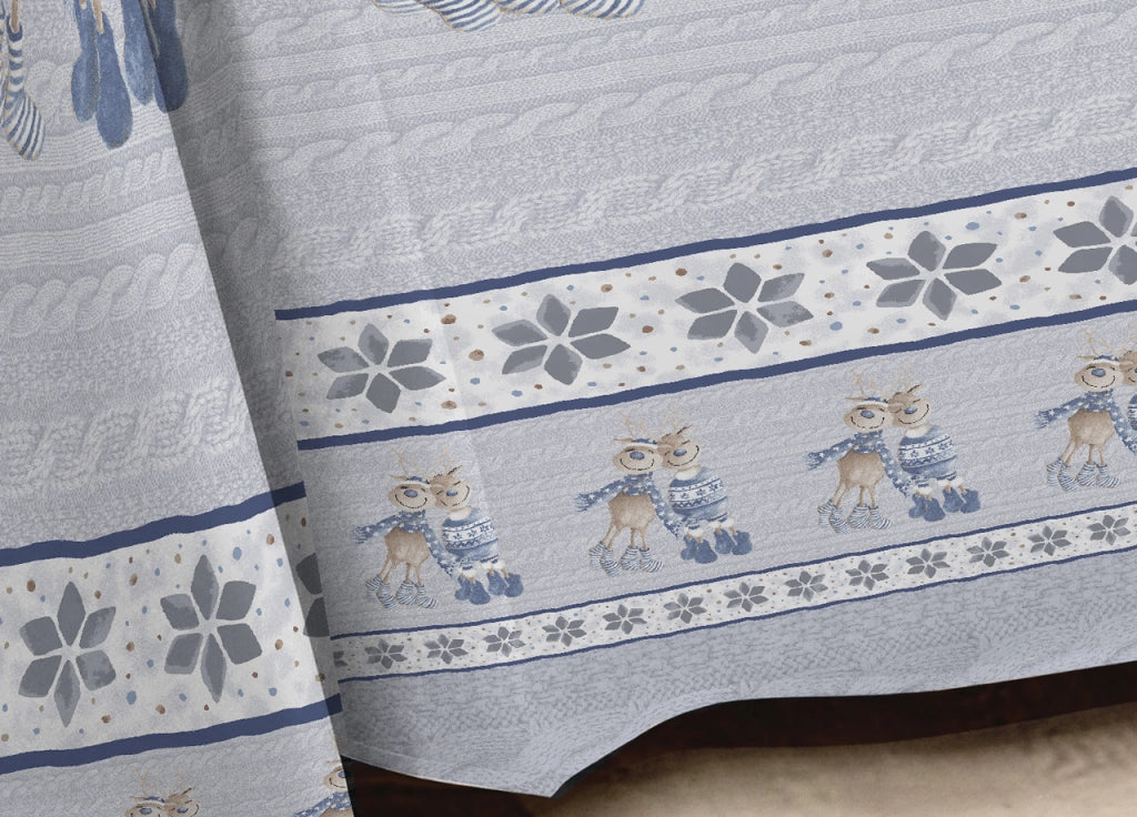 Telo Arredo Multiuso Linea Pensieri Delicati In Cotone Disegno Renna Blu - Singolo - Blu