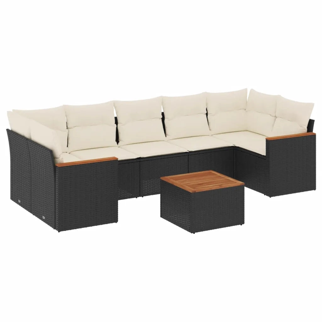 Set Divani da Giardino con Cuscini 8 pz Nero in Polyrattan 3225811