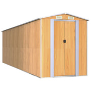 Casetta da giardino cabina ripostiglio casetta da esterno robusta casetta per attrezzi colore chiaro 192 x 689 x 223 cm acciaio zincato marrone 02_0022308