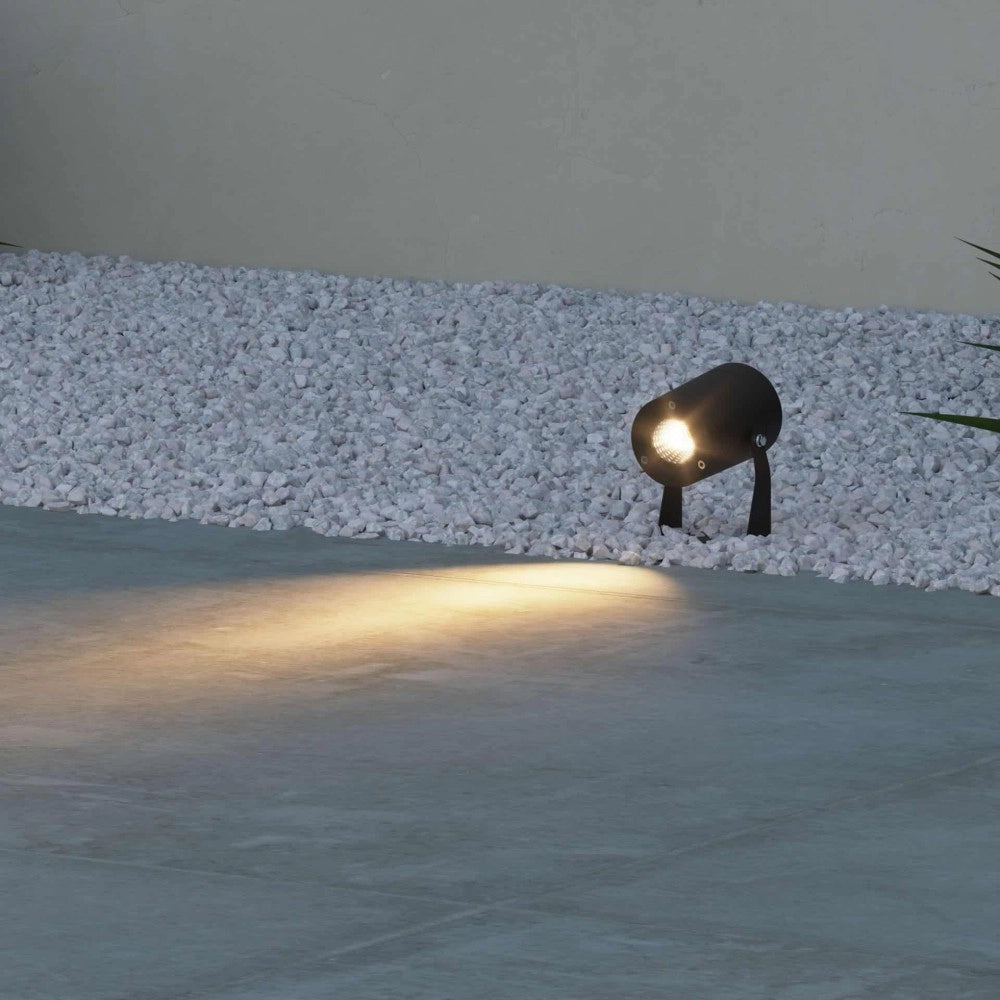 Sair - Faro a led a picchetto rotondo 10W IP65 Nero 2200K - Luce da giardino per piante o siepe h36cm - Beneito faure