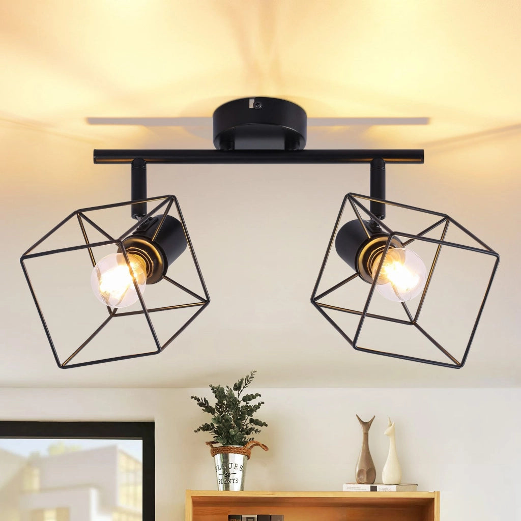 ZMH Faretto da soffitto 2 fiamme orientabile a 350° lampada da soffitto vintage in metallo per soggiorno