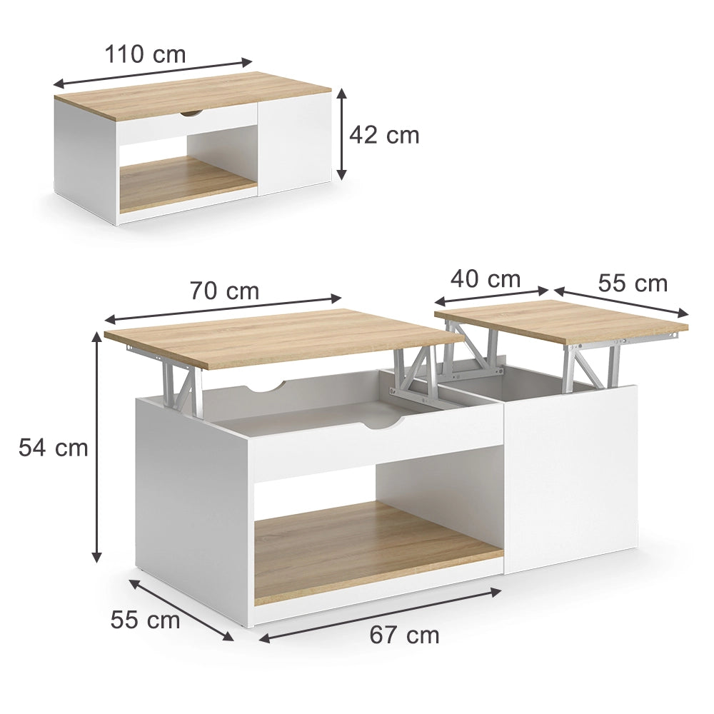 Vicco Tavolino Bianco/Sonoma 55 x 110 cm