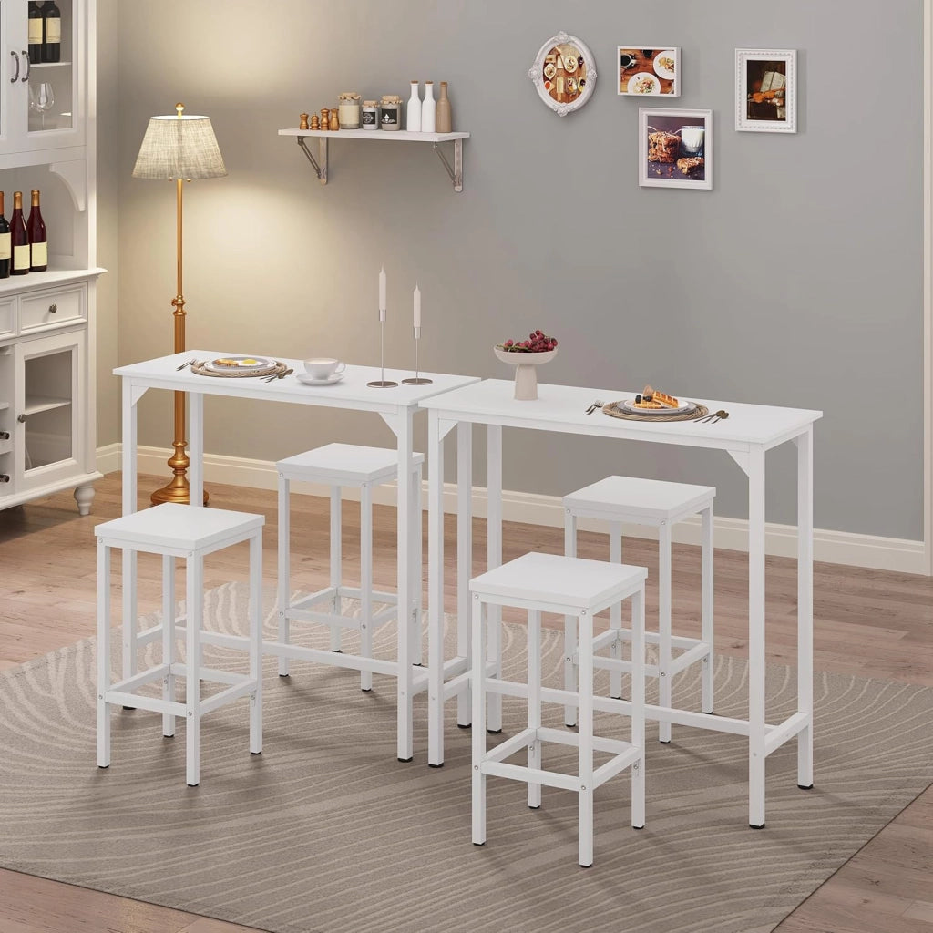 Tavolo da Bar Salvaspazio, Tavolo Alto da Cucina Stretto, bancone bar in Legno & Metallo per Home Bar Cucina, 100 x 40 x 100 cm, Bianco