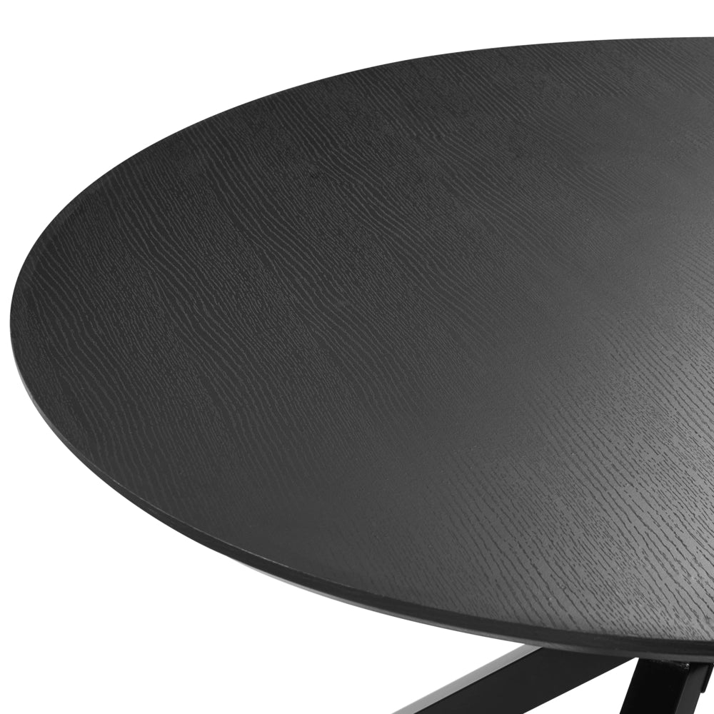 Tavolo da pranzo in MDF nero con gambe in metallo ø 120 cm Design classico moderno