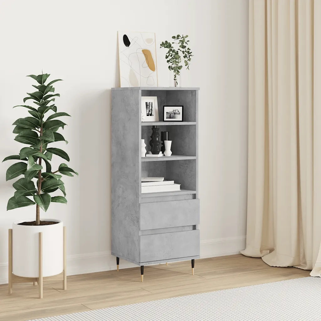 Credenza-Buffet-Armadio da cucina Grigio Cemento 40x36x110 cm in Legno Multistrato 588211