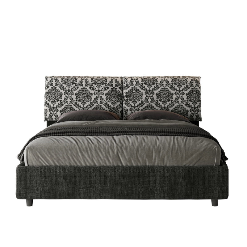 Letto imbottito Matrimoniale 160x210 cm tessuto Agata Mados - Con rete,Blu/Blu